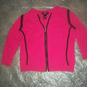 womens sweater.double zip up.EXPRESS. neon pink.size medium
